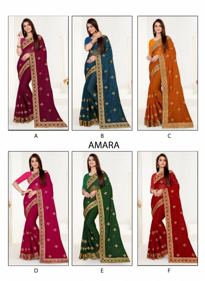 Ronisha Amara Heavy Art Silk Embroidery Festive Wear Saree Collection